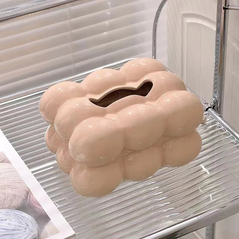 Ceramic Tissue Box with Drawer – Cotton Candy Style