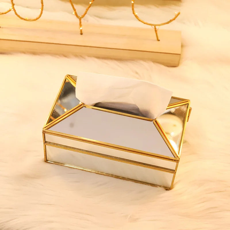 Luxury European-Style Mirror Glass Tissue Box